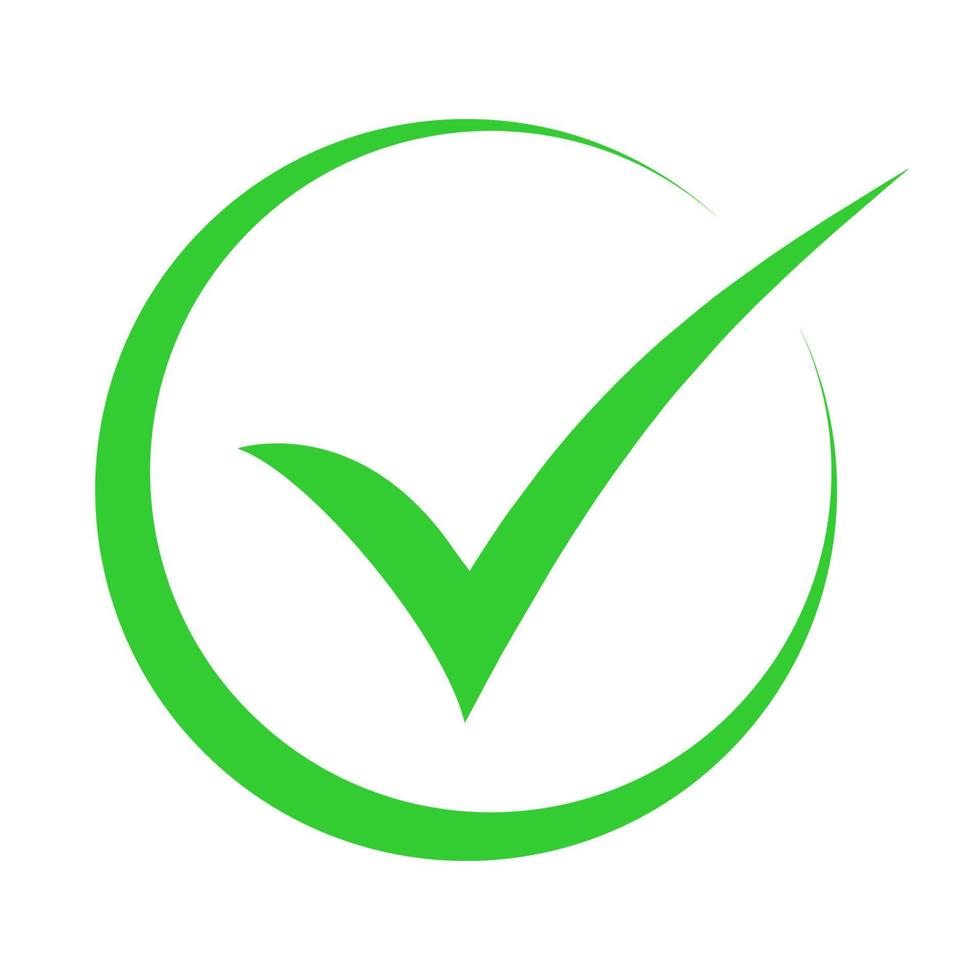 icono de vector de marca de verificación verde con círculo. ilustración de marca de verificación.