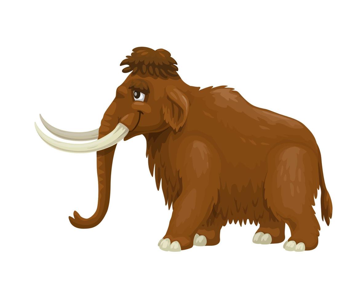 personaje animal extinto de la edad de hielo mamut de dibujos animados vector