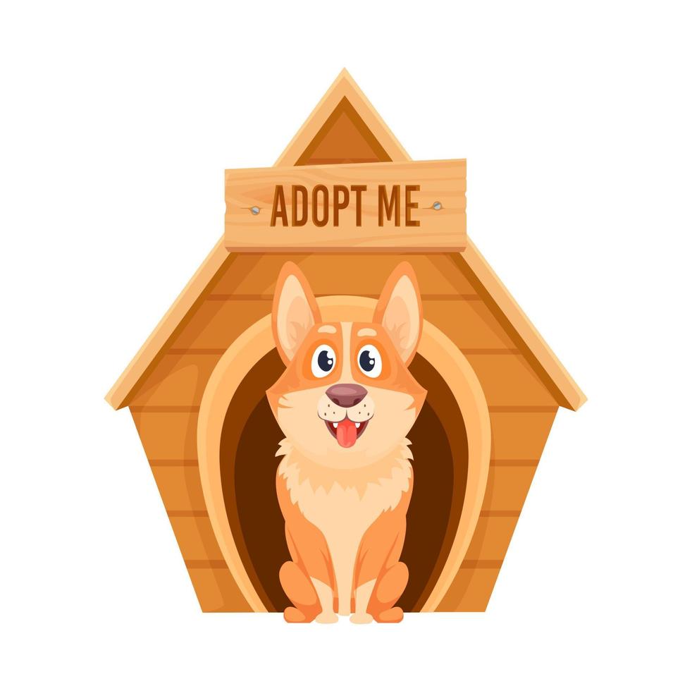 Adopt me icon, dog pet and doghouse kennel vector