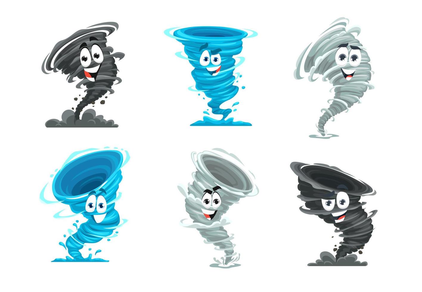 Cartoon tornado mascot, storm or cyclone character vector