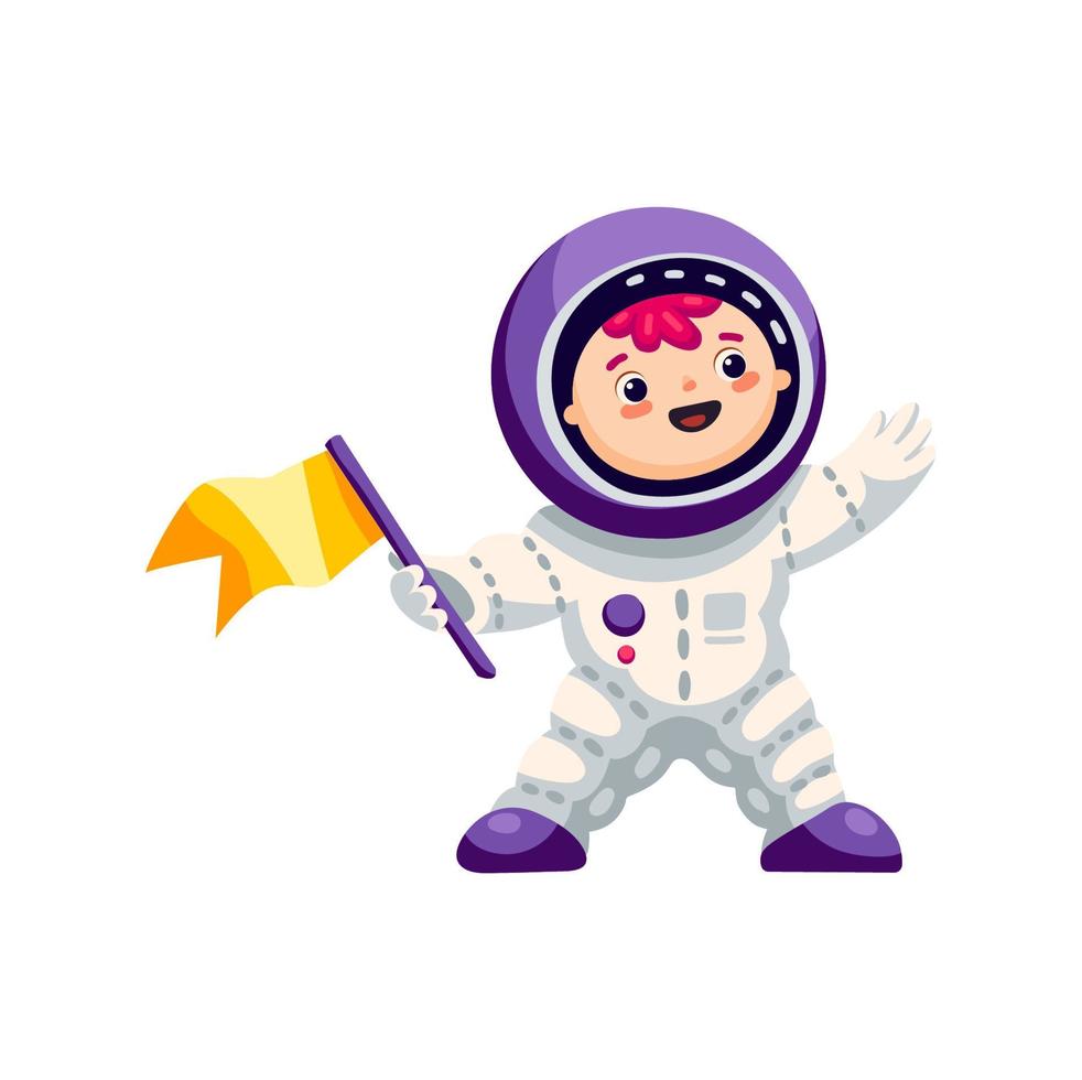 lindo astronauta superhéroe volador personaje de dibujos animados vector