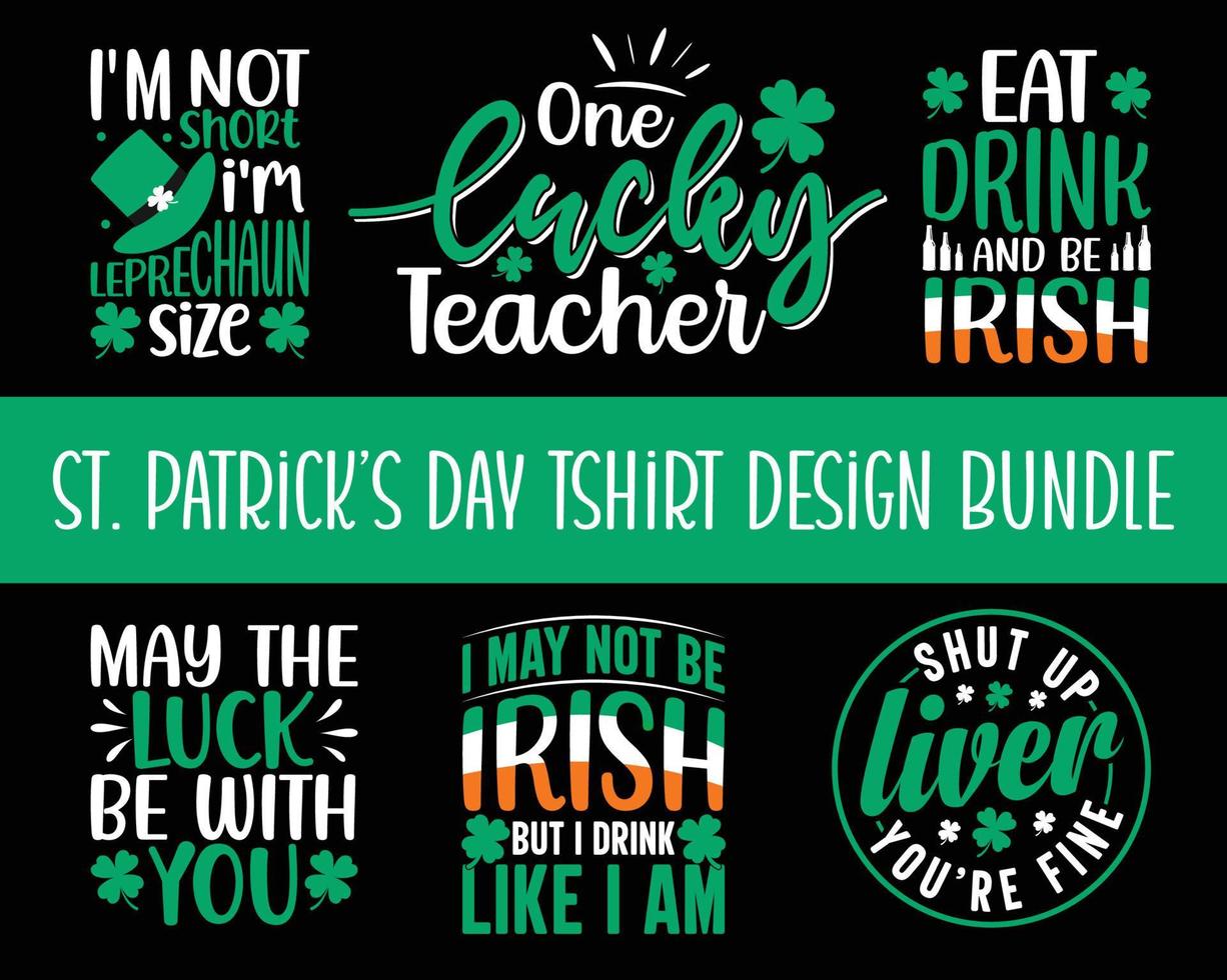 St Patrick's day t-shirt design bundle. Happy Saint Patrick's day celebration illustration bundle. St Patrick's design for card, banner, mug and tshirt vector