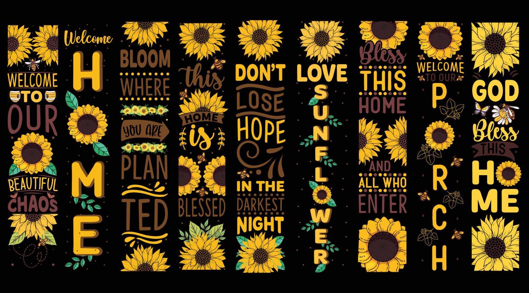 Sunflower Porch Signs Design Bundle vector