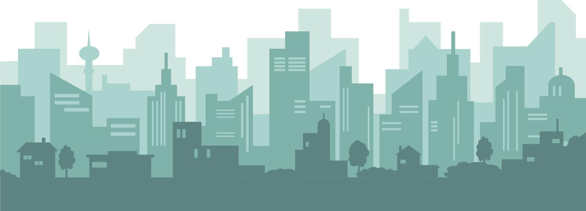 Silhouette of modern city with skyscraper and old houses. Vektor illustration. vector