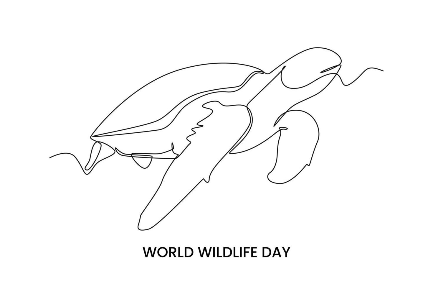 Continuous one line drawing a turtle. World wild life concept. Single line draw design vector graphic illustration.