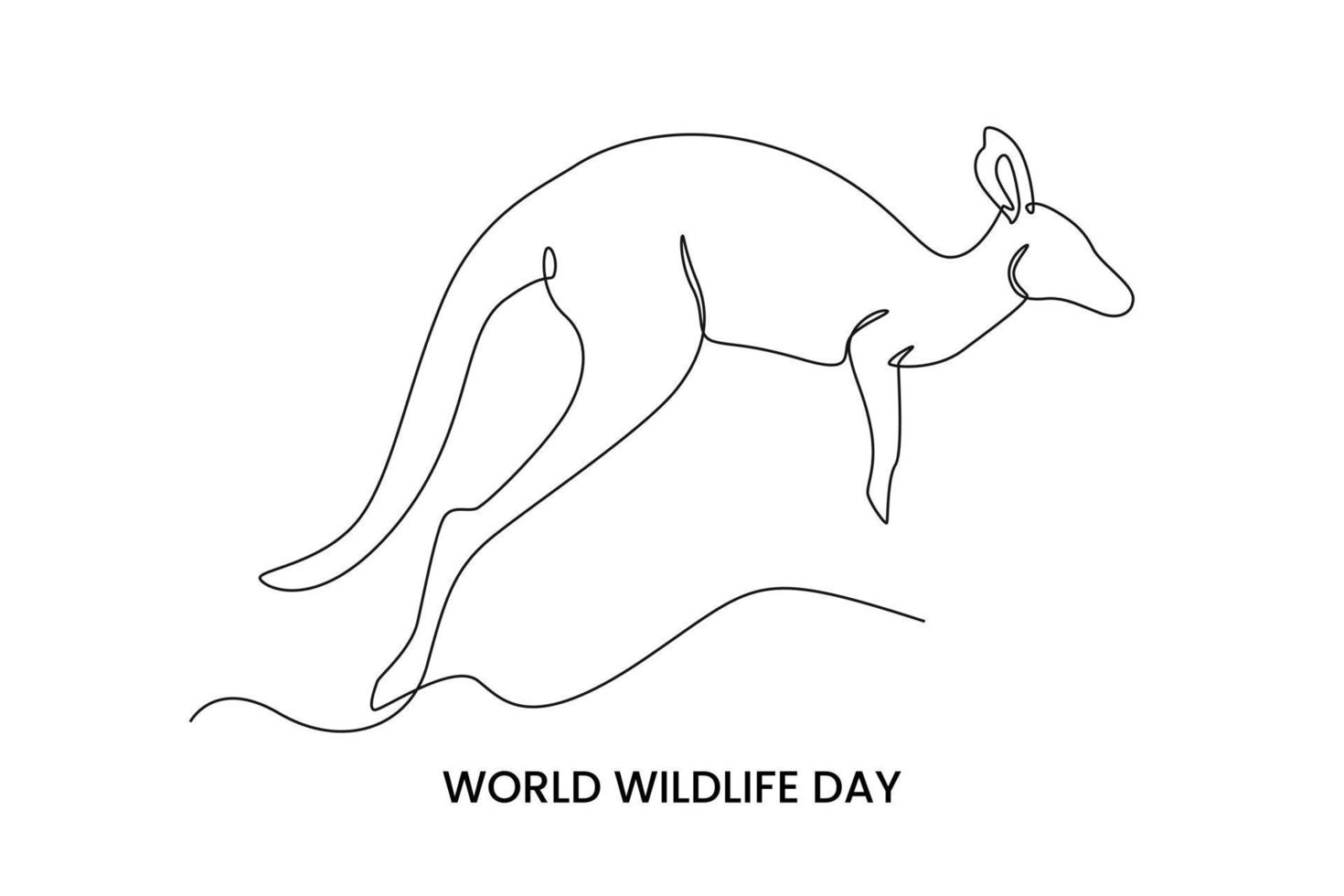 Continuous one line drawing a  kangaroo. World wild life day concept. Single line draw design vector graphic illustration.