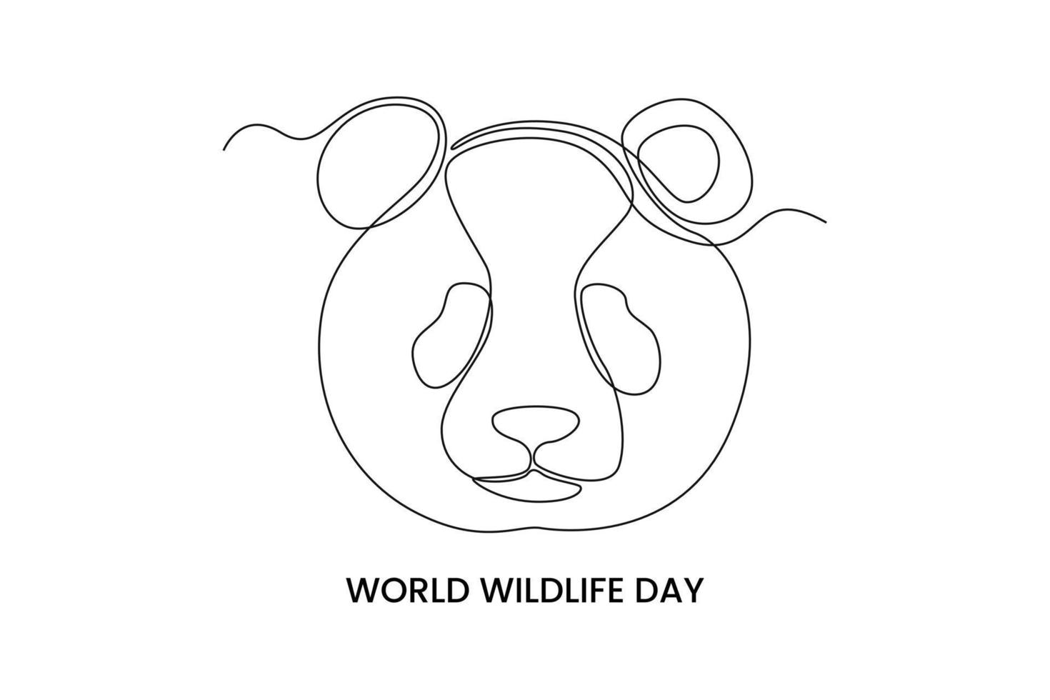 Continuous one line drawing a  panda bear face. World wild life concept. Single line draw design vector graphic illustration.