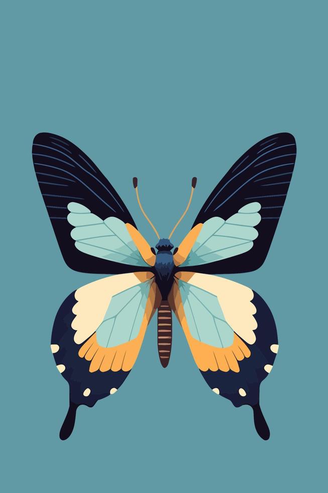 mariposa. ilustración vectorial en estilo plano sobre fondo azul. vector