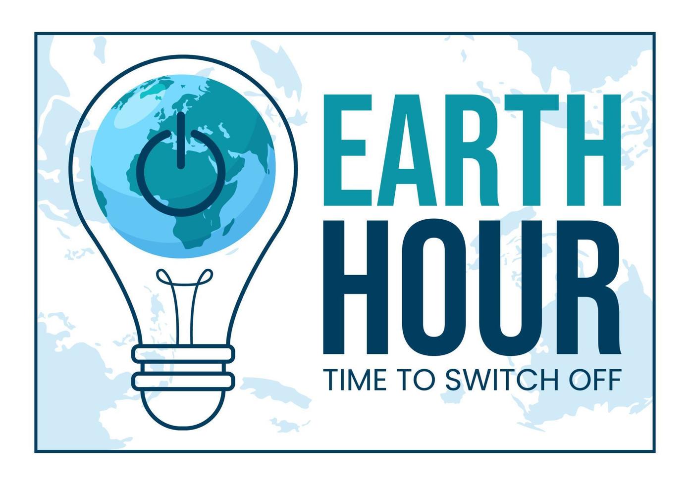 Happy Earth Hour Day Illustration with Lightbulb, World Map and Time to Turn Off in Flat Sleep Cartoon Hand Drawn Landing Page Templates vector