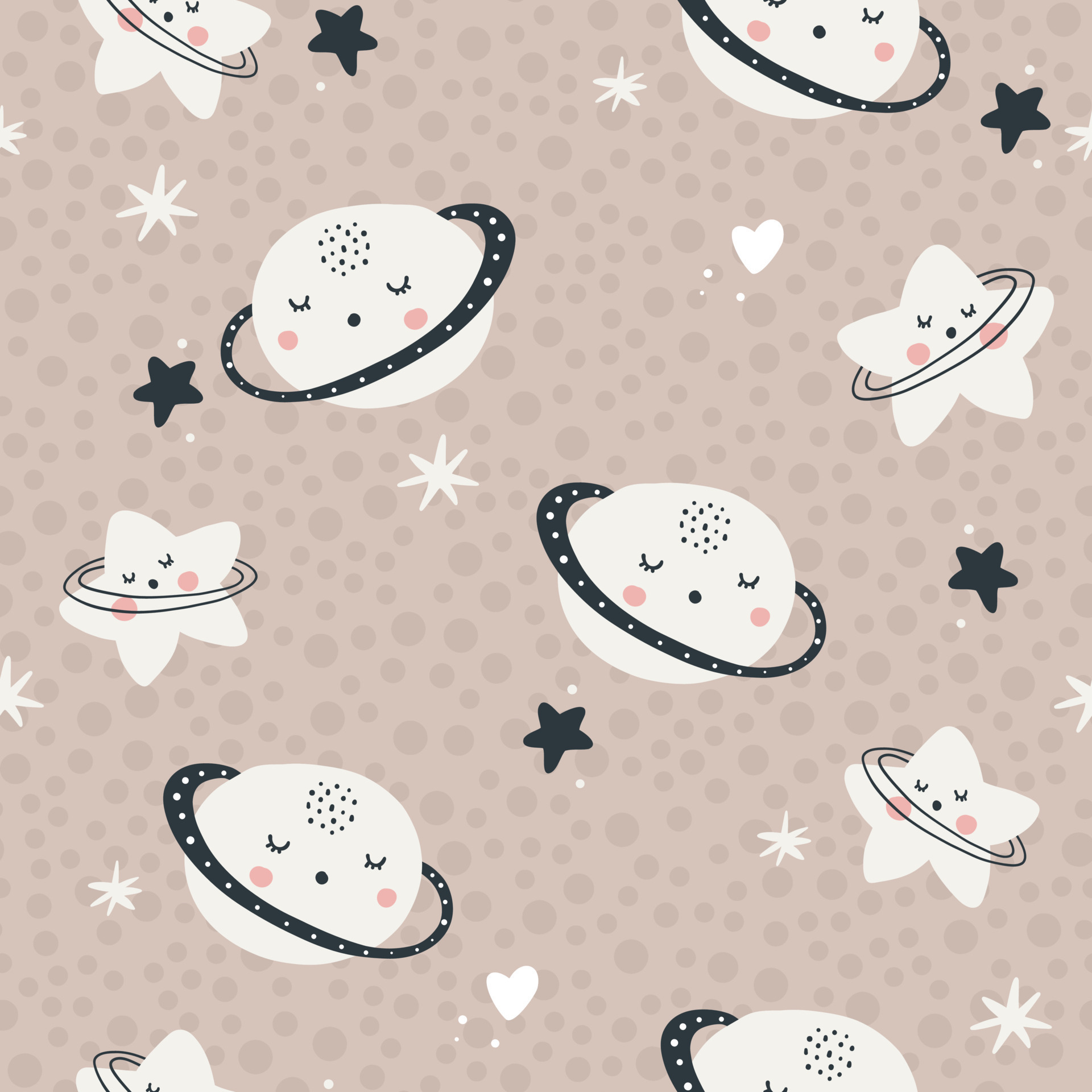 Nursery seamless pattern with and stars. Vector background with cute baby shower