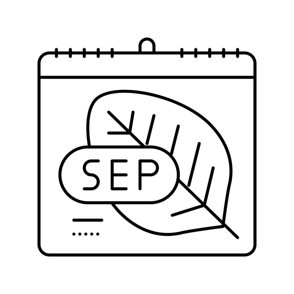 september autumn line icon vector illustration