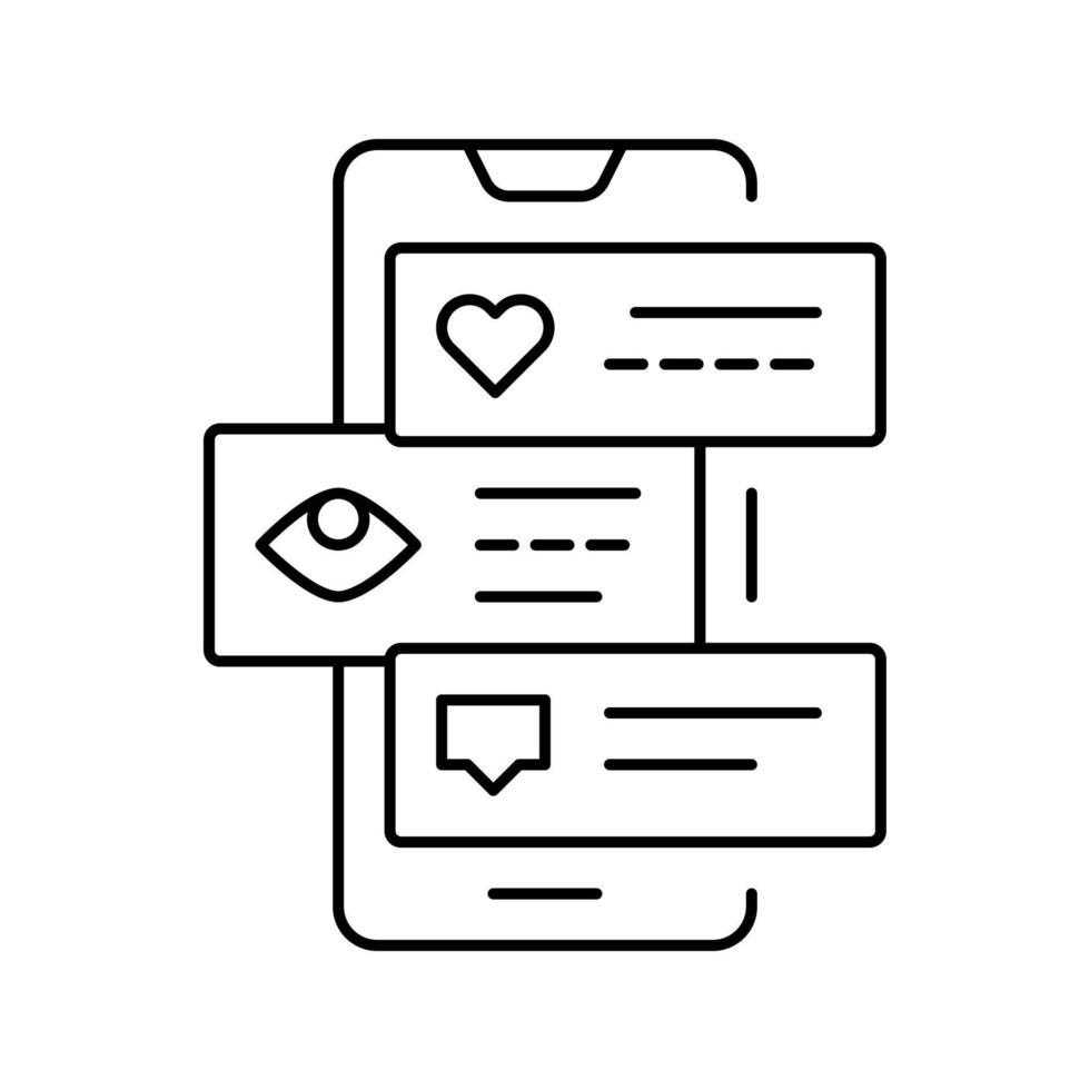 smm like view and comment phone screen line icon vector illustration