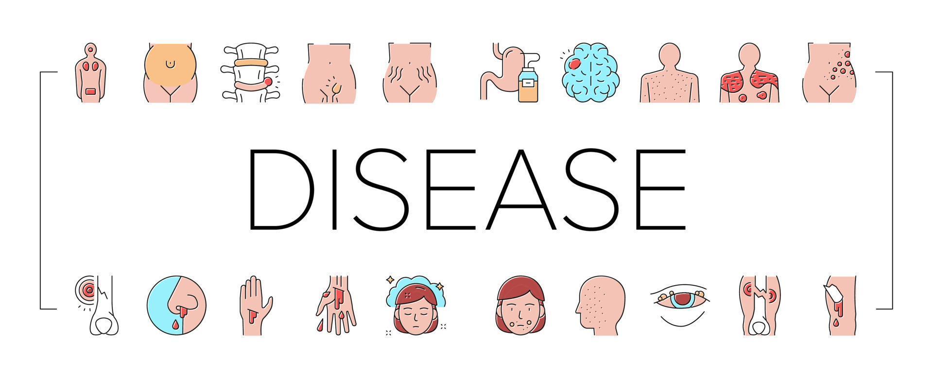 Disease Health Problem Collection Icons Set Vector