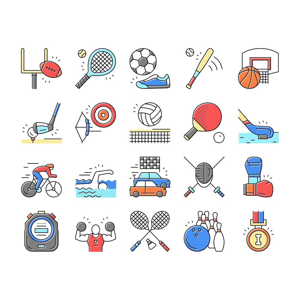 Sport Active Competitive Game Icons Set Vector