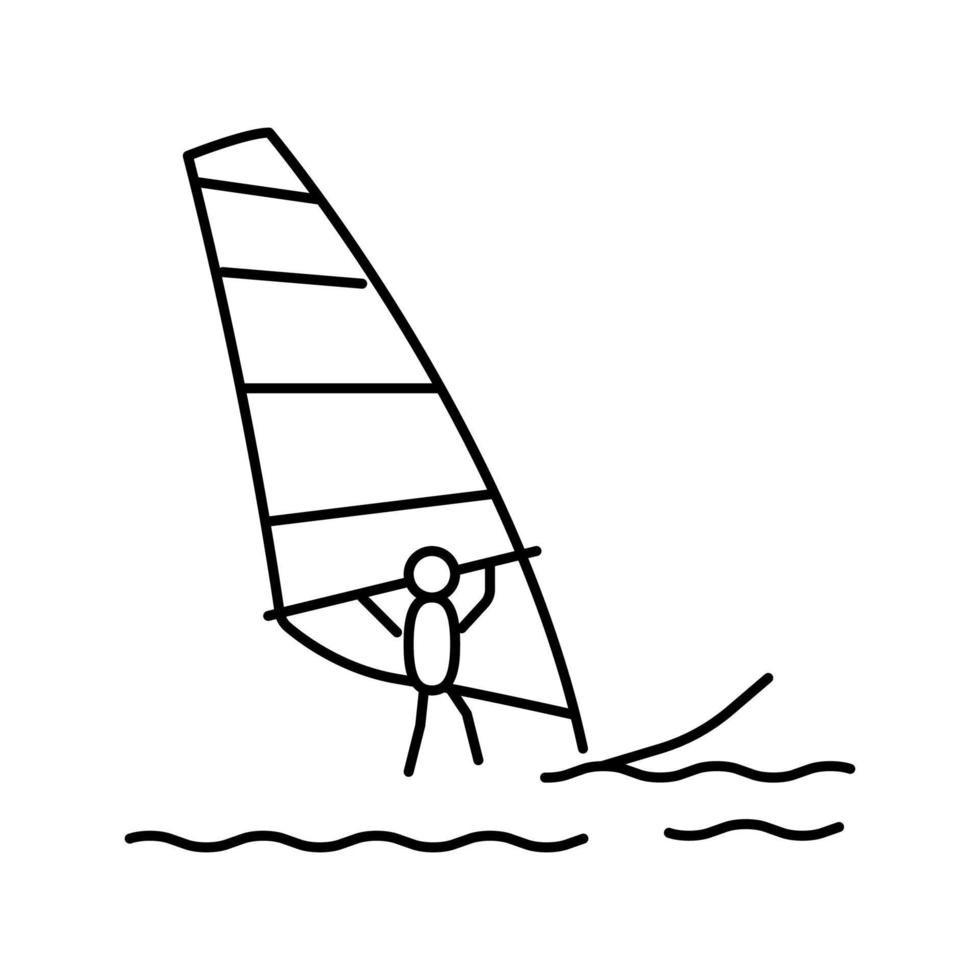 windsurfing extreme sport line icon vector illustration