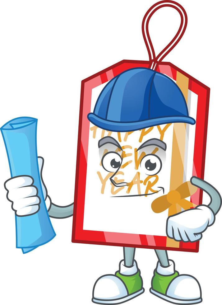 Happy new year tag cartoon vector