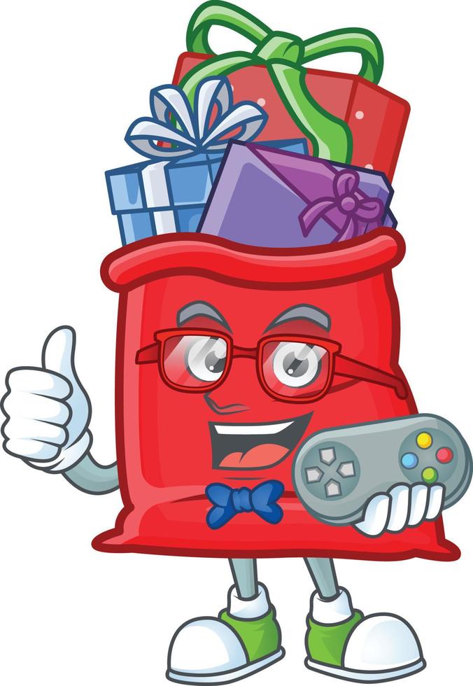 Santa bag full of gift cartoon vector