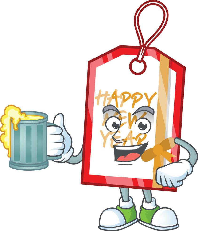 Happy new year tag cartoon vector
