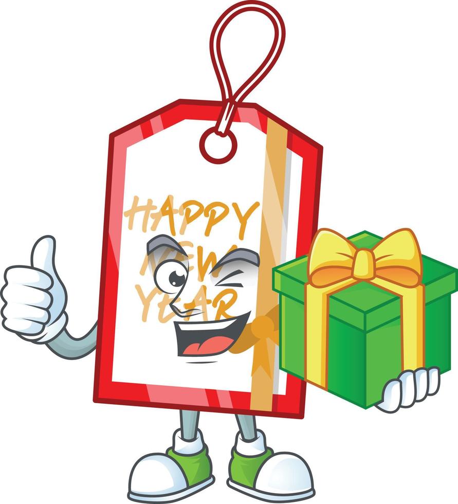 Happy new year tag cartoon vector