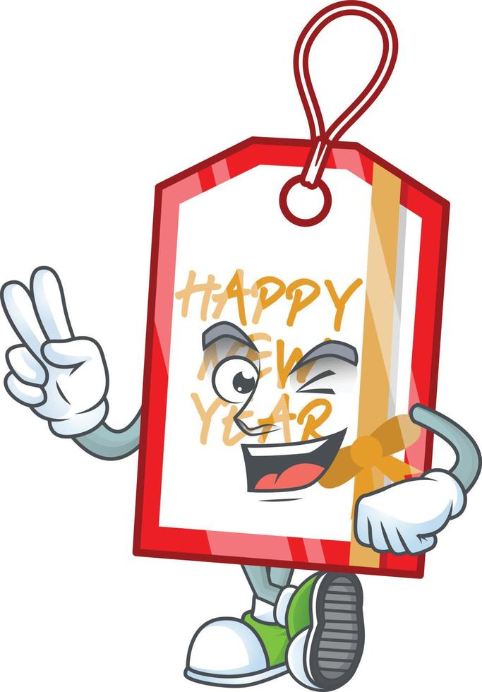 Happy new year tag cartoon vector