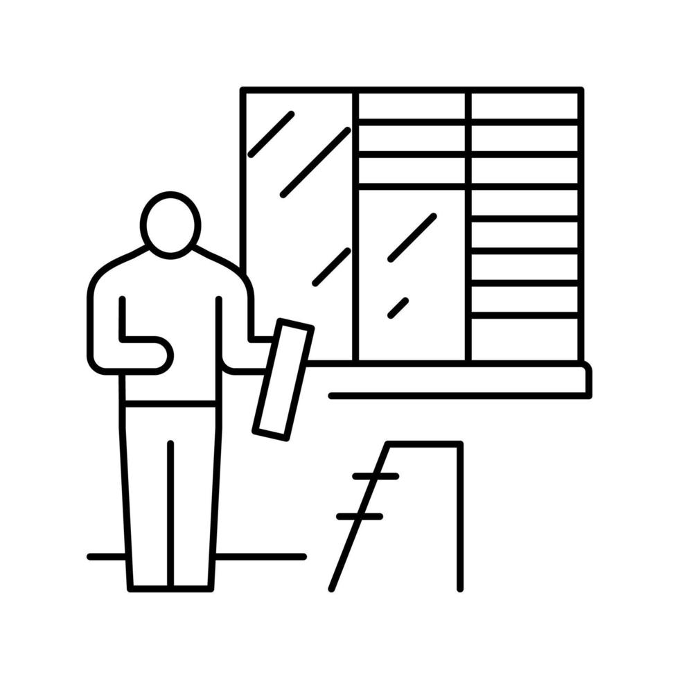 Ilustración de vector de icono de línea de montaje de persianas