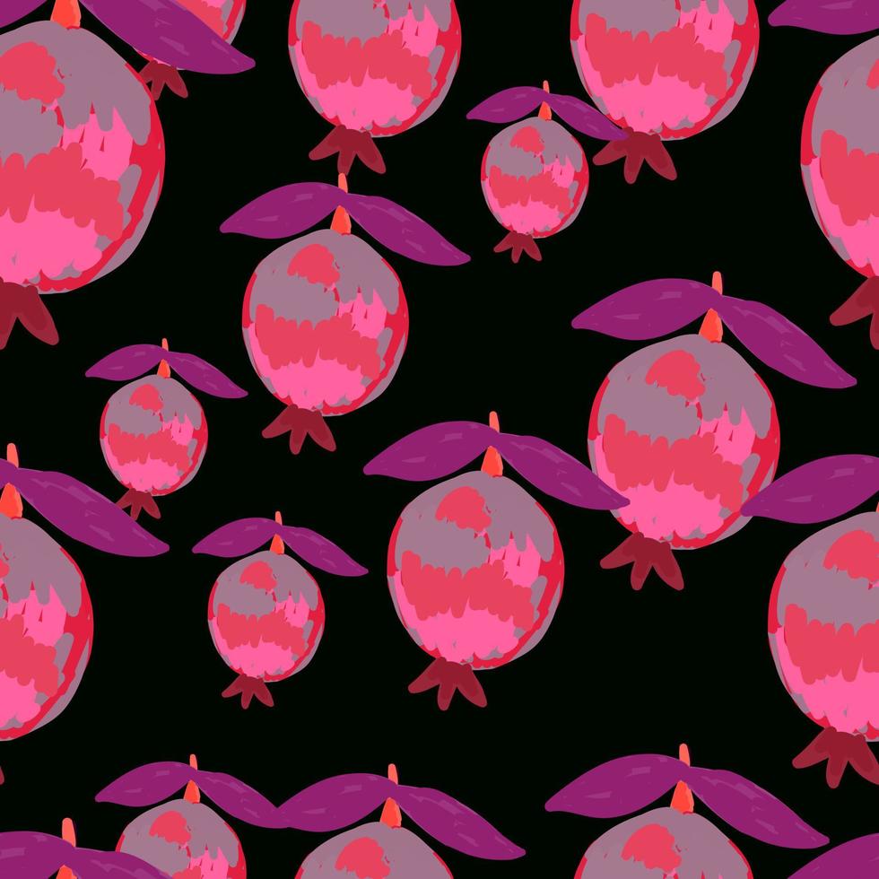 Hand drawn pomegranate fruit seamless pattern. Botanical fruits wallpaper. vector