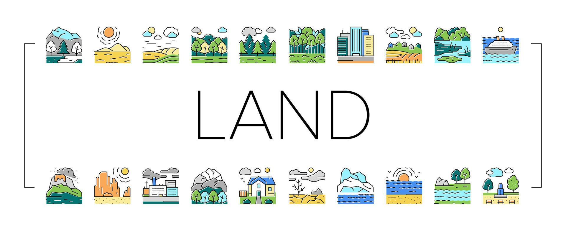 Land Scape Nature Collection Icons Set Vector