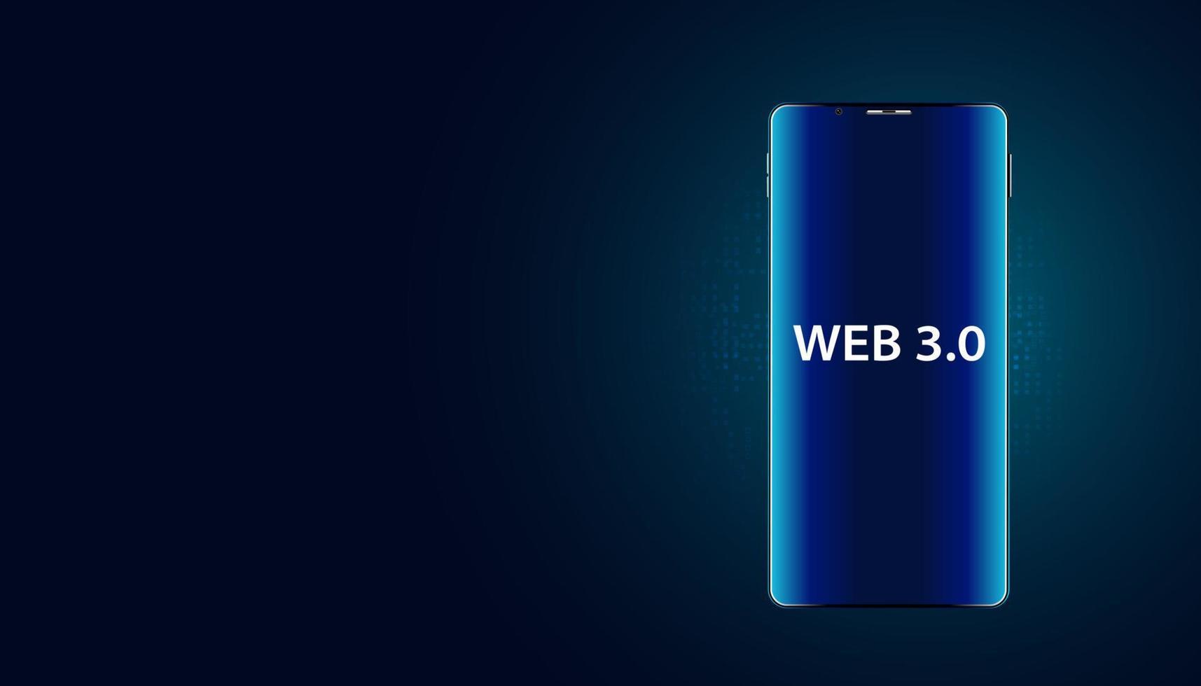 Abstract, Web 3.0 phone , Technology or Concept to Develop Web Links, Decentralized, Bottom-up Design, Consensus on Blue Background. Modern digital, futuristic vector