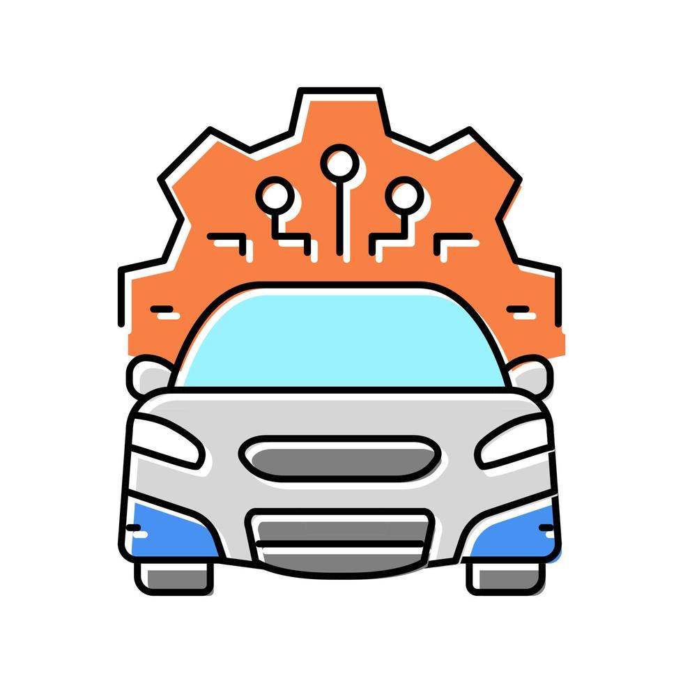 Ilustración de vector de icono de color de sistema de coche automático