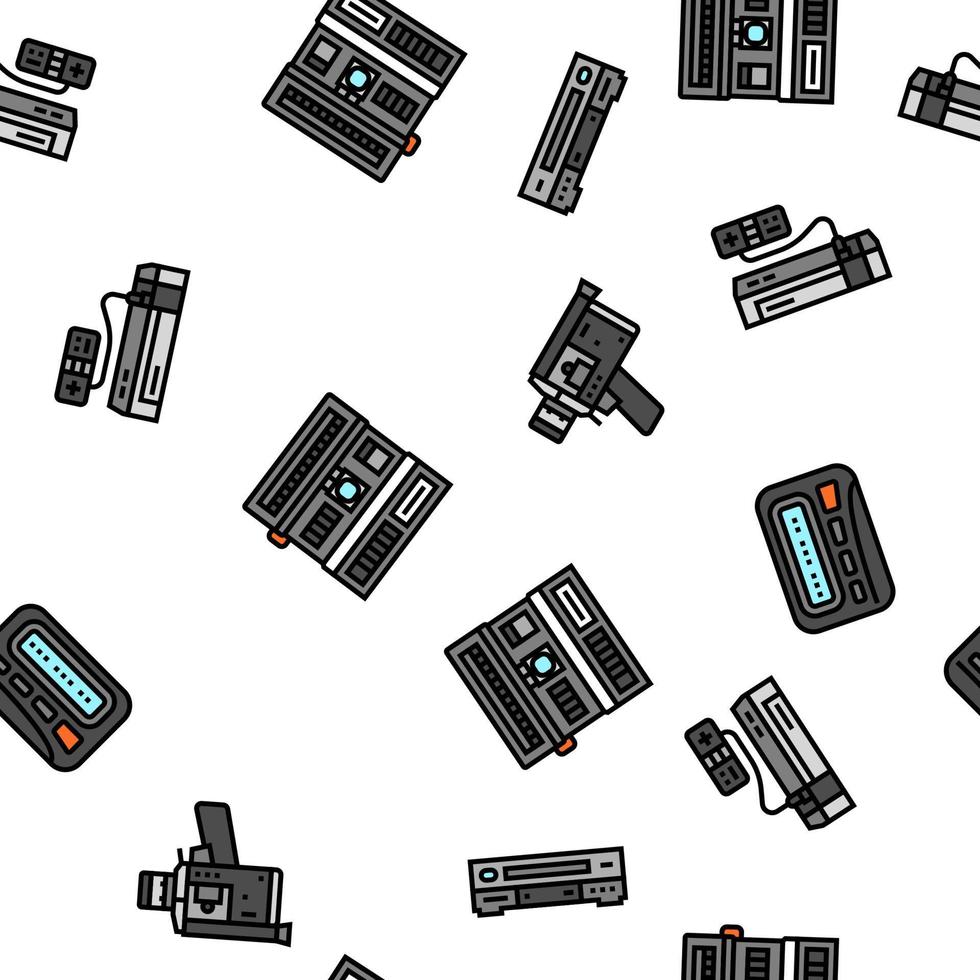 retro gadget technology device vector seamless pattern