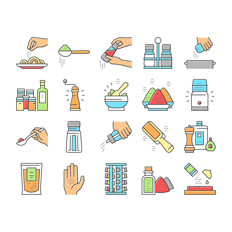 Spice Condiment Herb Collection Icons Set Vector