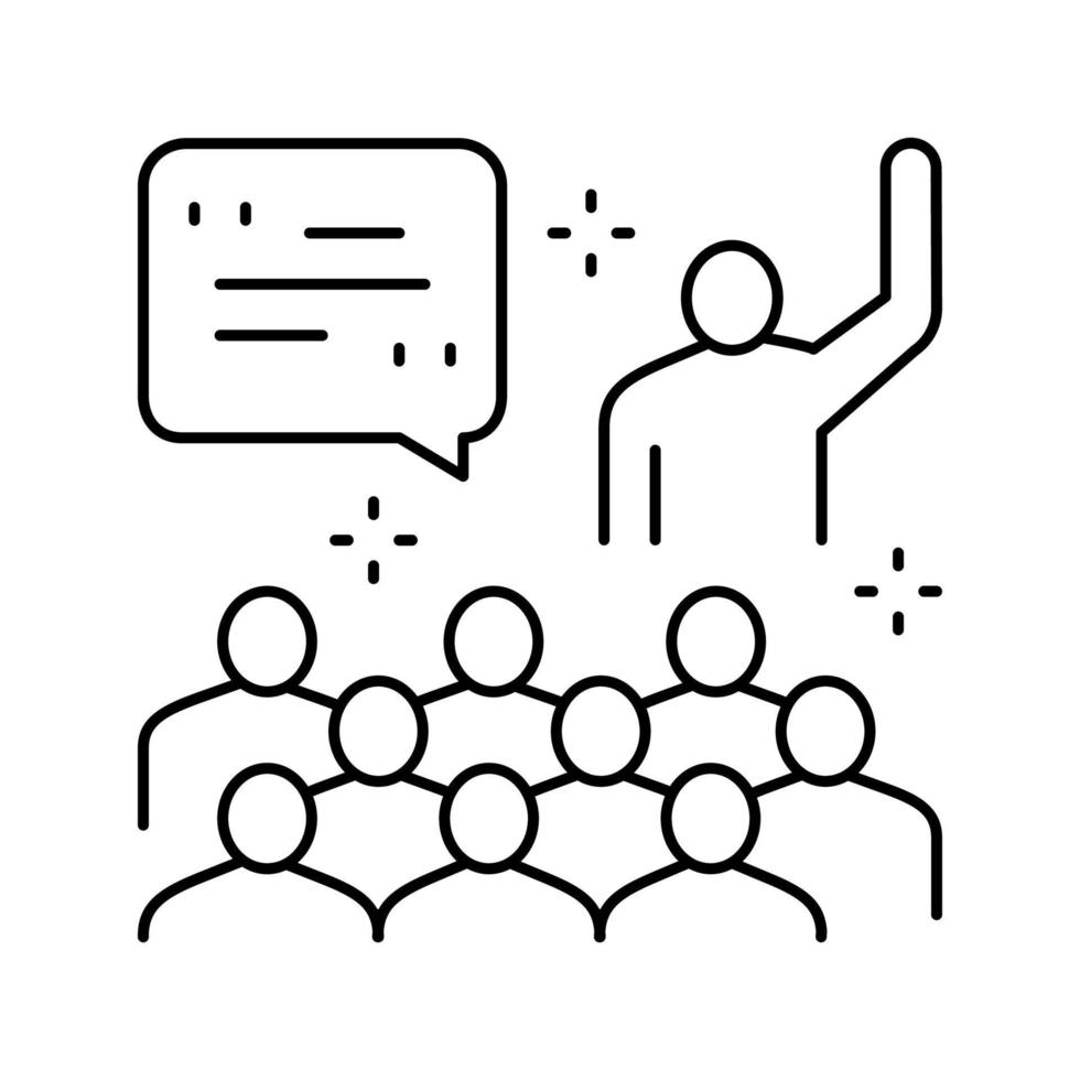 member forum answering on question line icon vector illustration