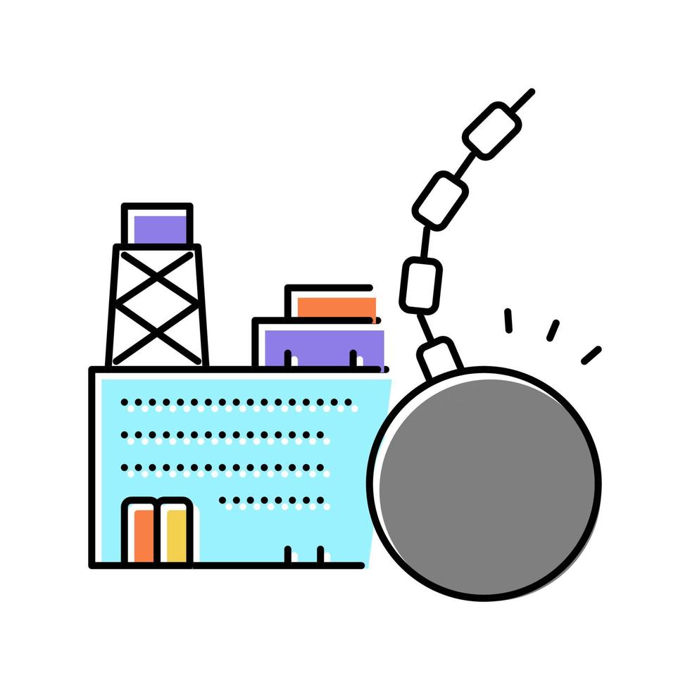 manufacturing factory demolitions color icon vector illustration