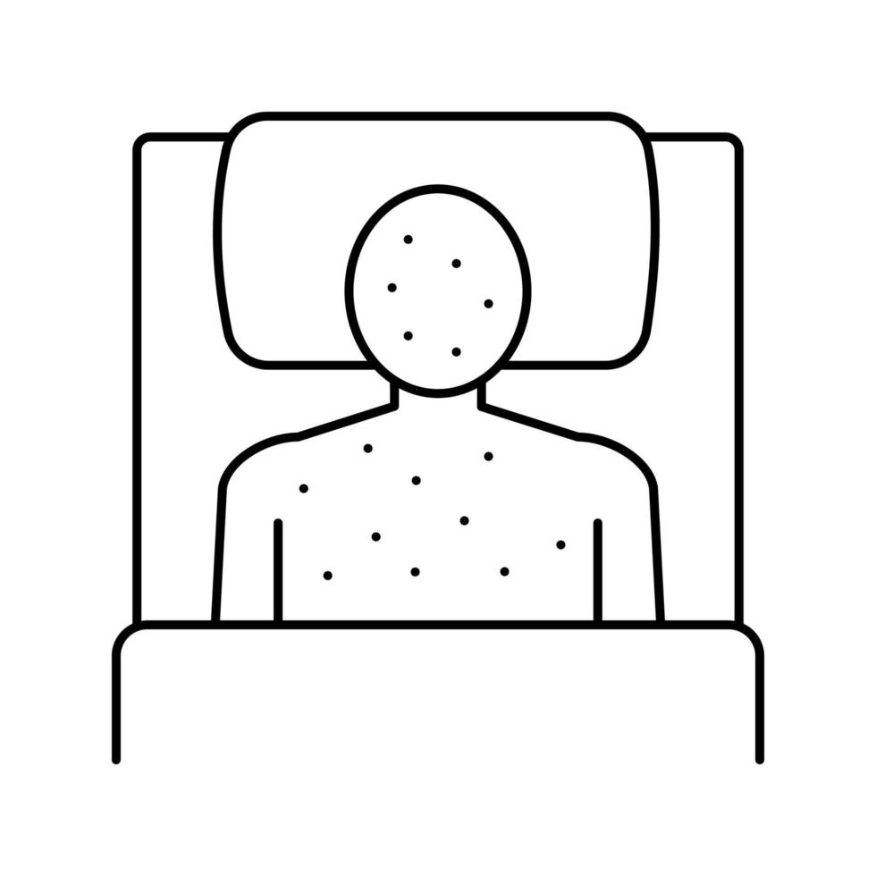 illness human with rash in bed line icon vector illustration