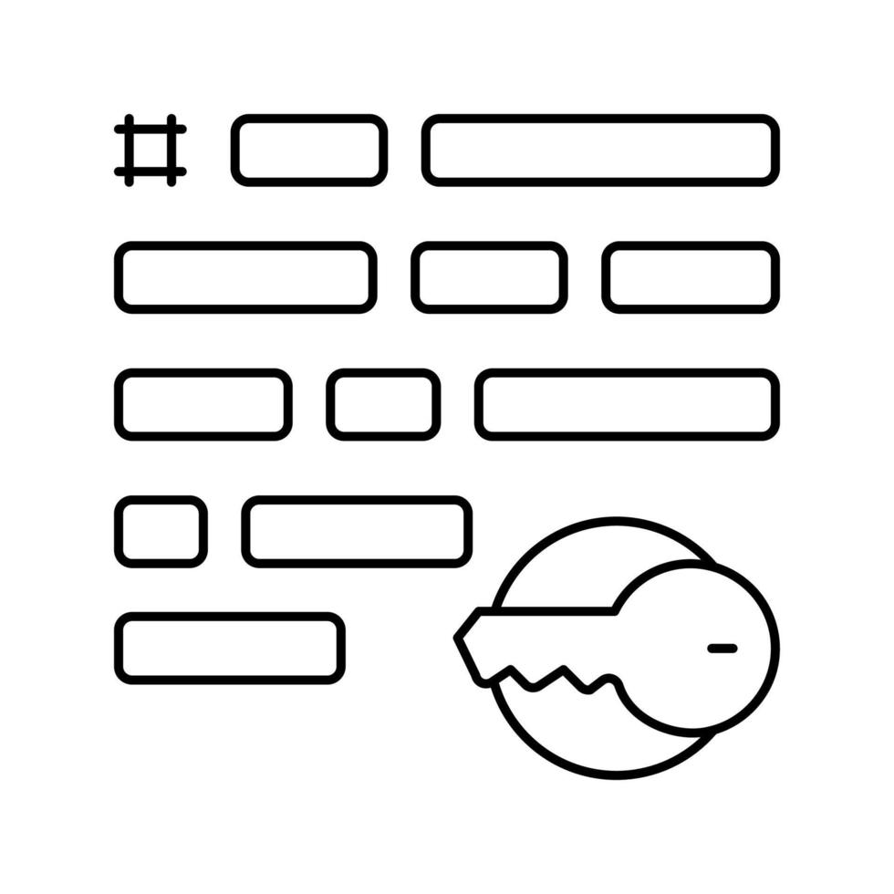 keywording keys for search social page image line icon vector illustration
