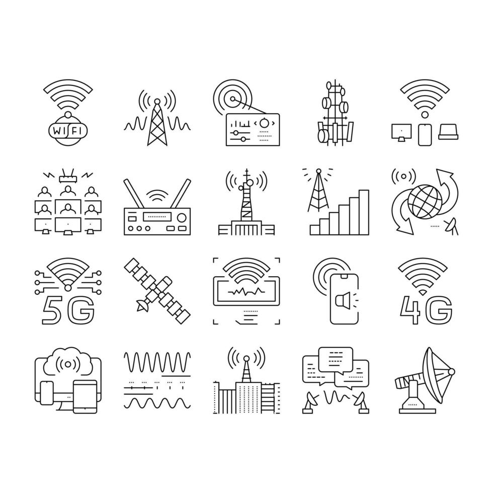 Telecommunication Technology Icons Set Vector