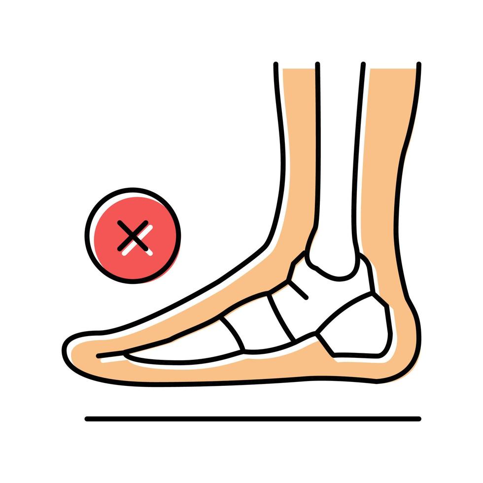 Ilustración de vector de icono de color de pies planos de hueso