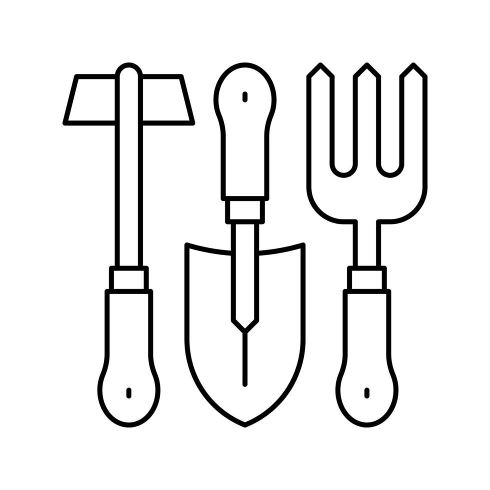 conjunto de instrumentos para la ilustración de vector de icono de línea de jardinería