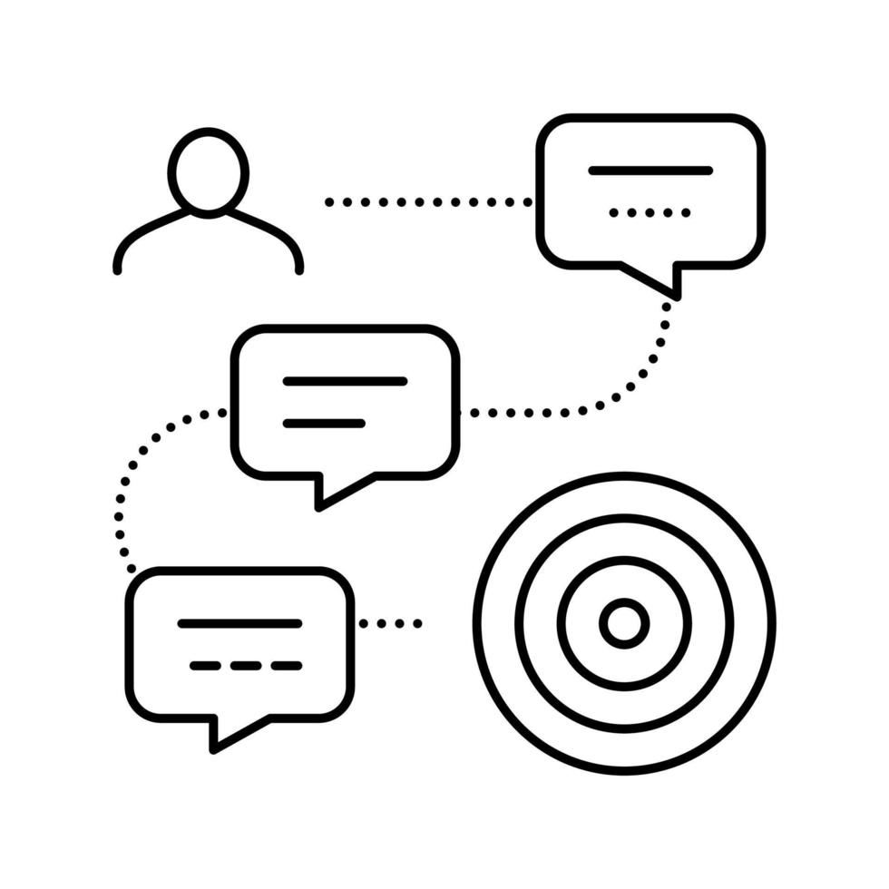 discussing for go to target line icon vector illustration