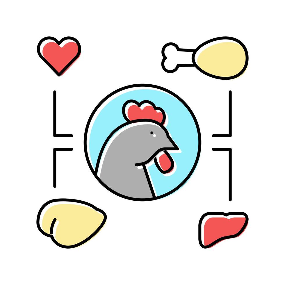restaurante de pollo parte color icono vector ilustración