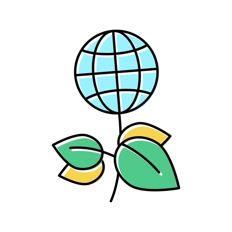 plantas verdes planeta ecosistema color icono vector ilustración