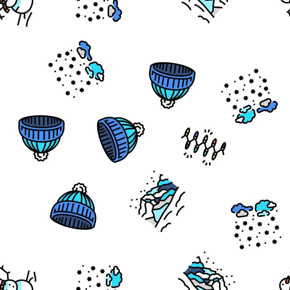 winter snow season nature vector seamless pattern