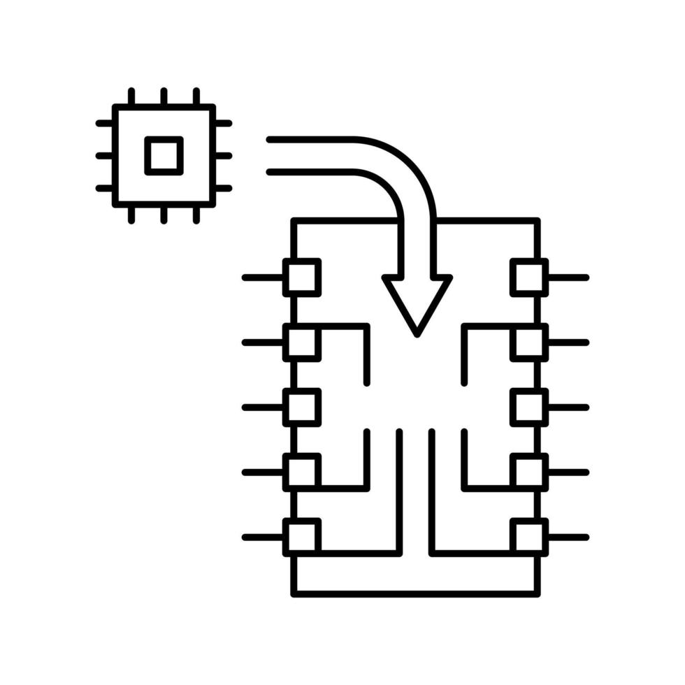 instalación de chips línea de fabricación de semiconductores icono ilustración vectorial vector