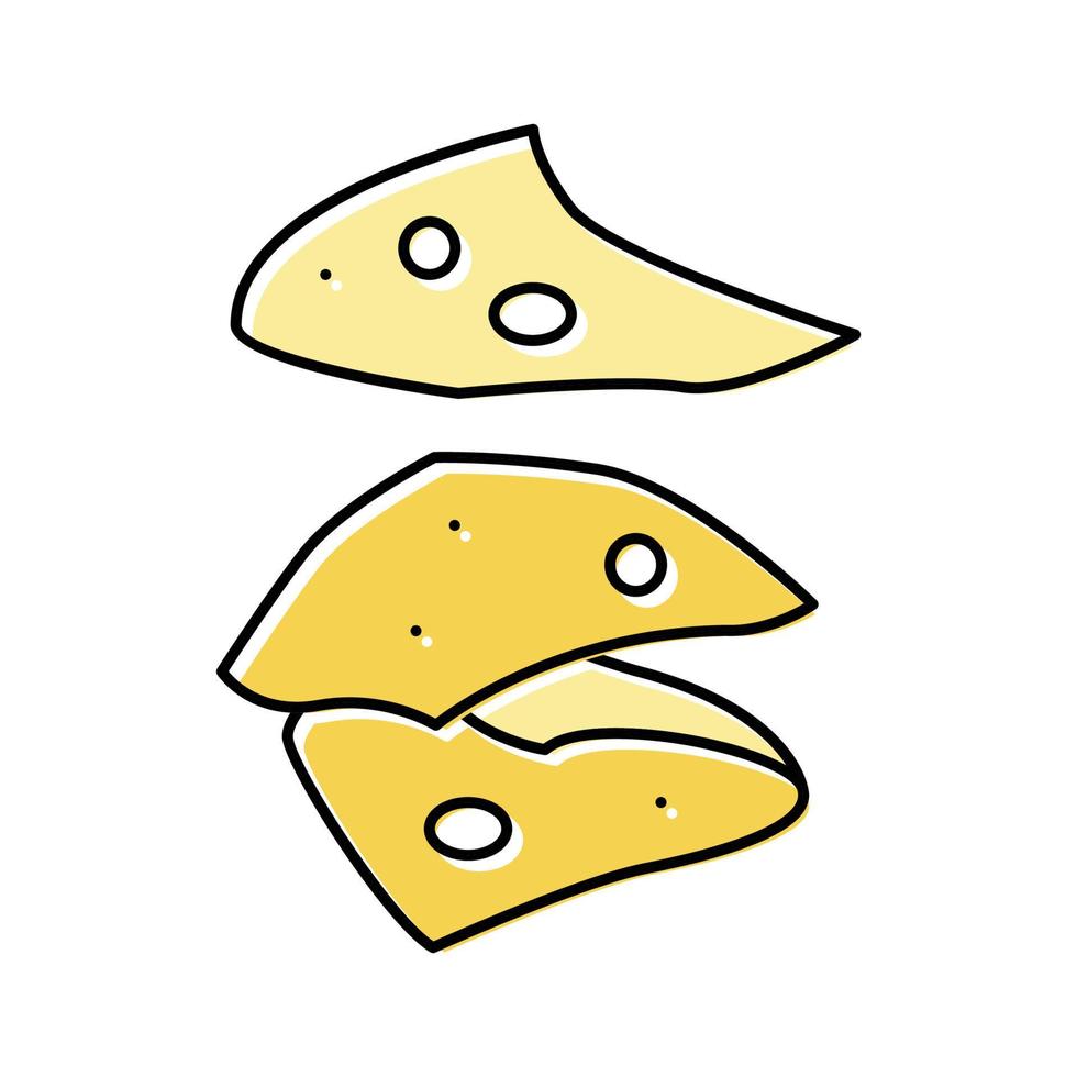 Ilustración de vector de icono de color de corte de comida de rebanada de queso
