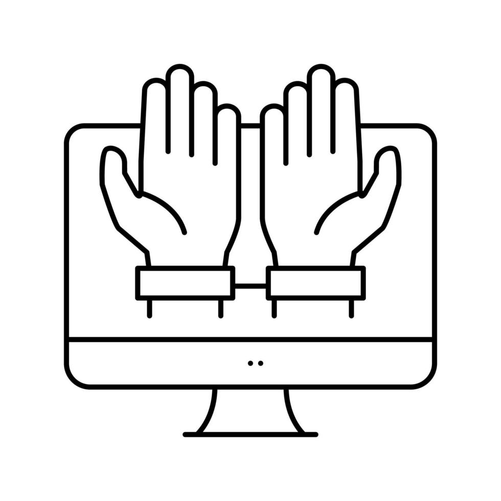 computer addiction line icon vector illustration