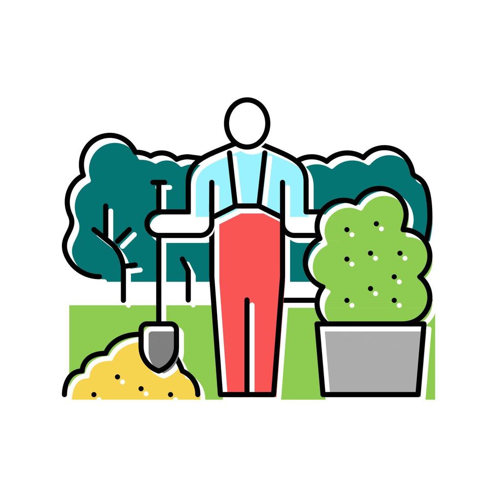 landscaper business color icon vector illustration