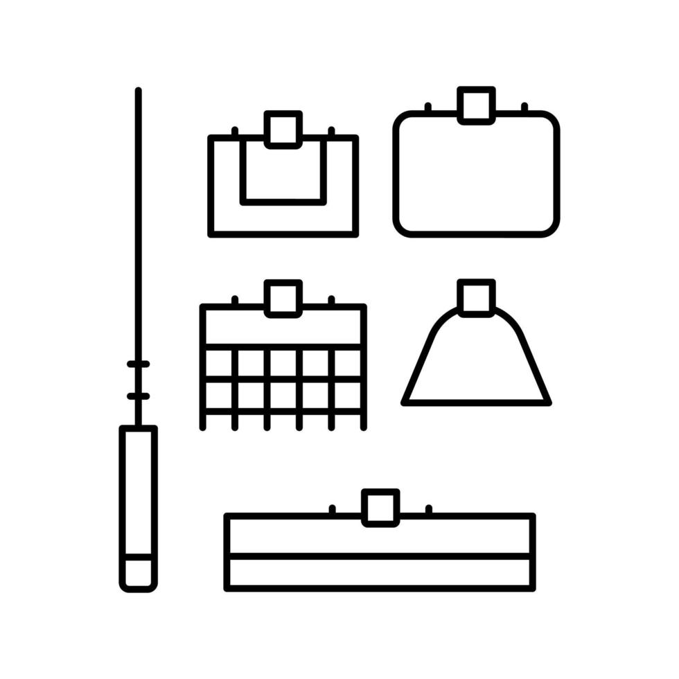 herramientas de limpieza acuario peces línea icono vector ilustración