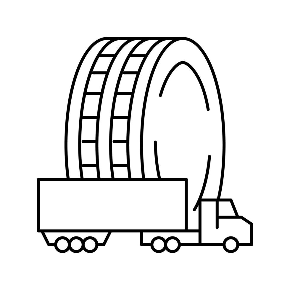 ilustración de vector de icono de línea de neumáticos de camión comercial
