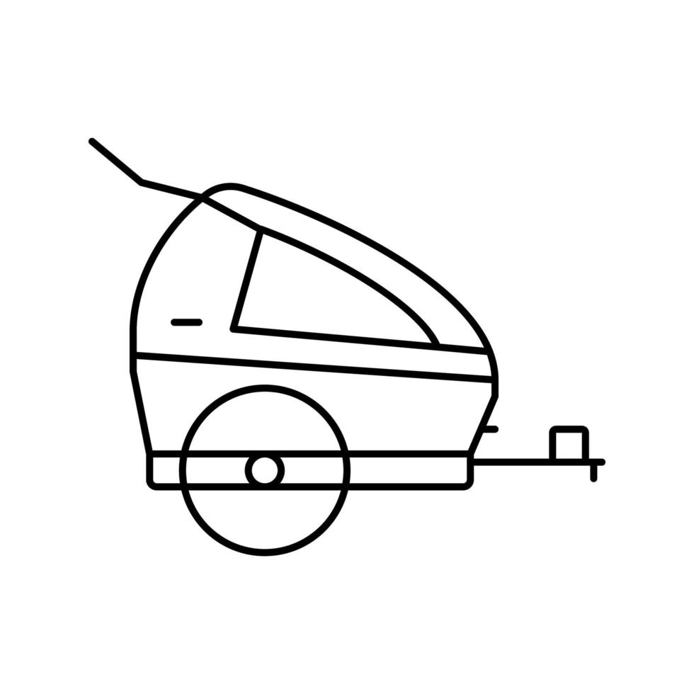 niño de remolque para ilustración de vector de icono de línea de bicicleta