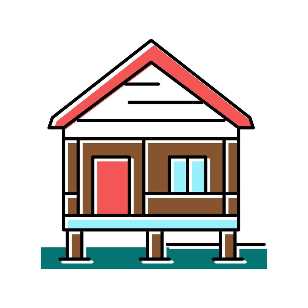 bungalow casa color icono vector ilustración